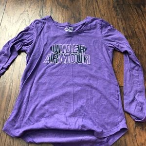 purple under armour long sleeve tee